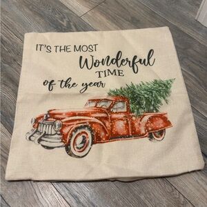 Festive Red Truck Holiday Pillow Cover